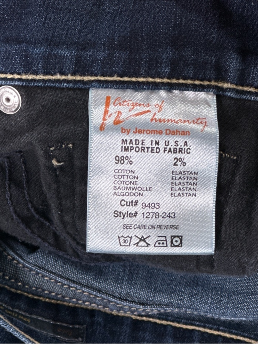 Citizens Of Humanity Ava Low Rise Straight Leg Jeans Dark Wash 28 - Picture 10 of 16